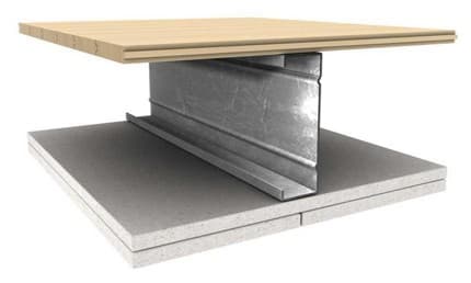 Fire-protected structural steel on a mezzanine floor