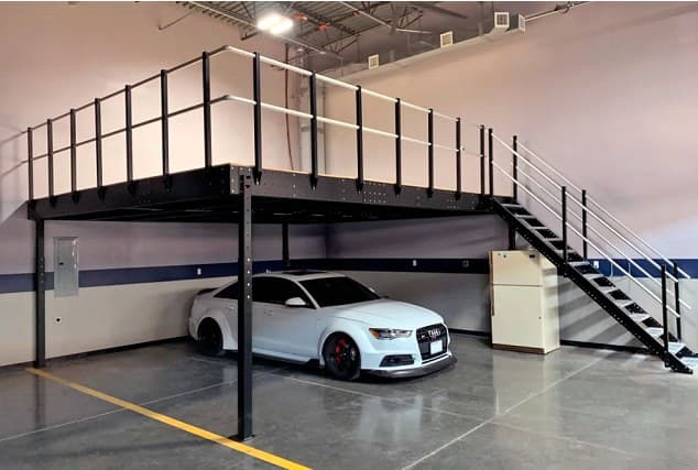Powdercoated steel mezzanine columns and beams in a chosen colour